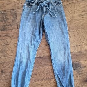 Place Women's Light Blue Tie-Waist Jeans